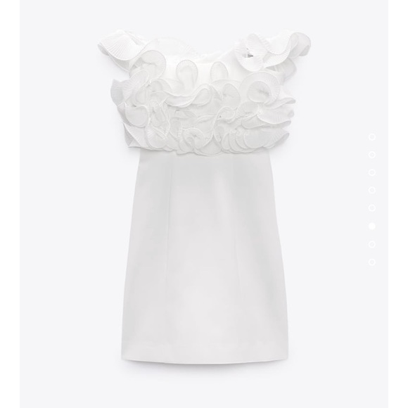 ZARA | Pleated ruffled mini dress | white - Picture 4 of 7